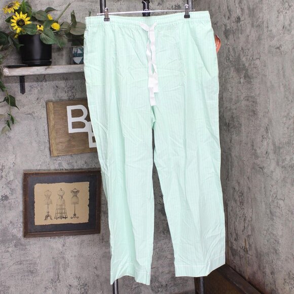 NWT State Of Day Printed Poplin Pajama Pants 100180269MS Tea Green Stripe 2XL - Picture 2 of 6